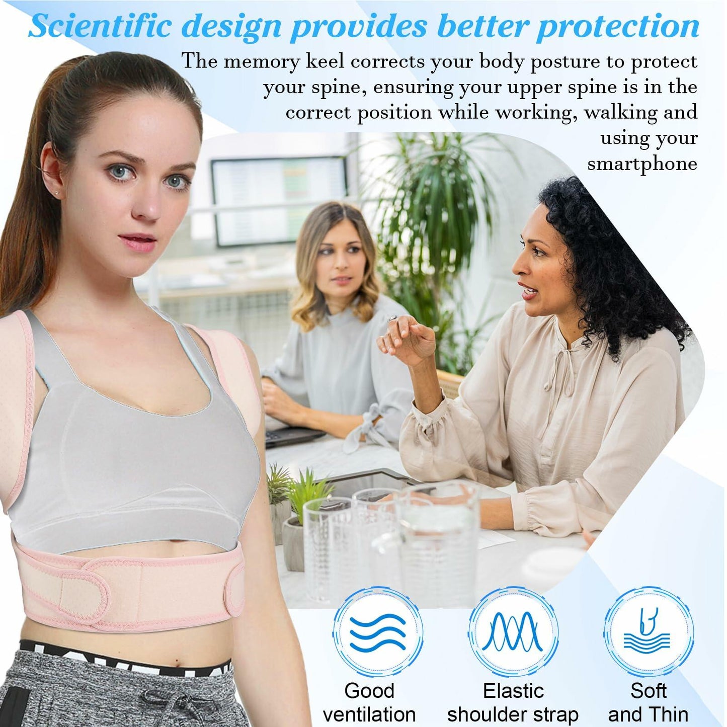 HLOES Adjustable Posture Corrector Upper Back Brace Breathable Support Size XS
