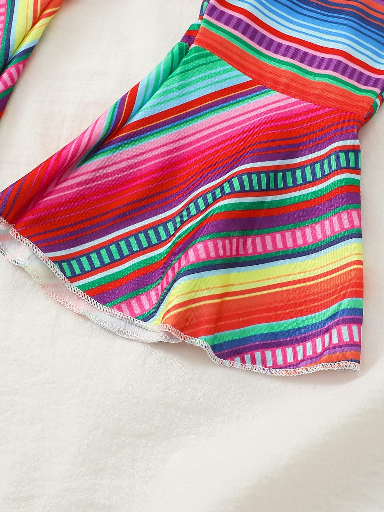 Noubeau Baby Girl Cinco De Mayo Embroidery Romper Flare Pant Headband 3-6M