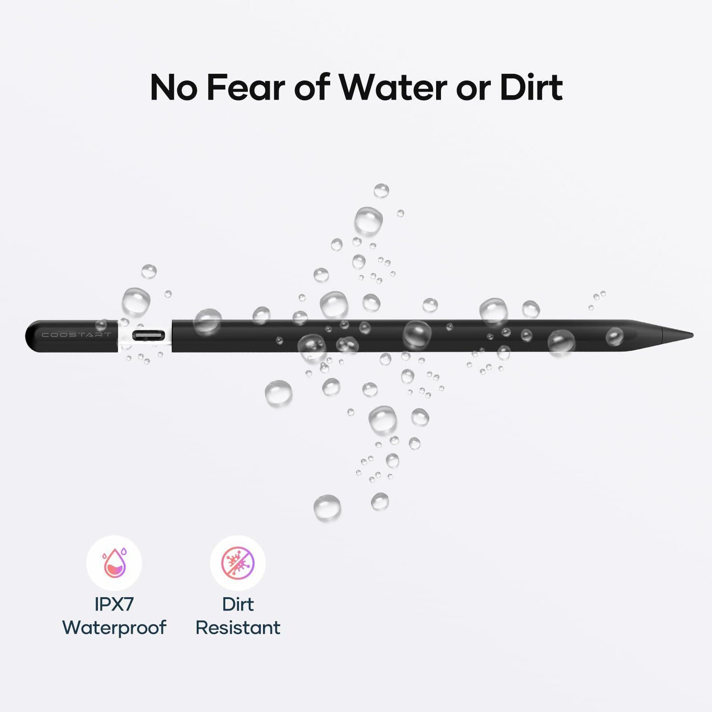 COOSTART Stylus Pen for iPad 9th&10th Gen, 5 Min Fast Charge, Black