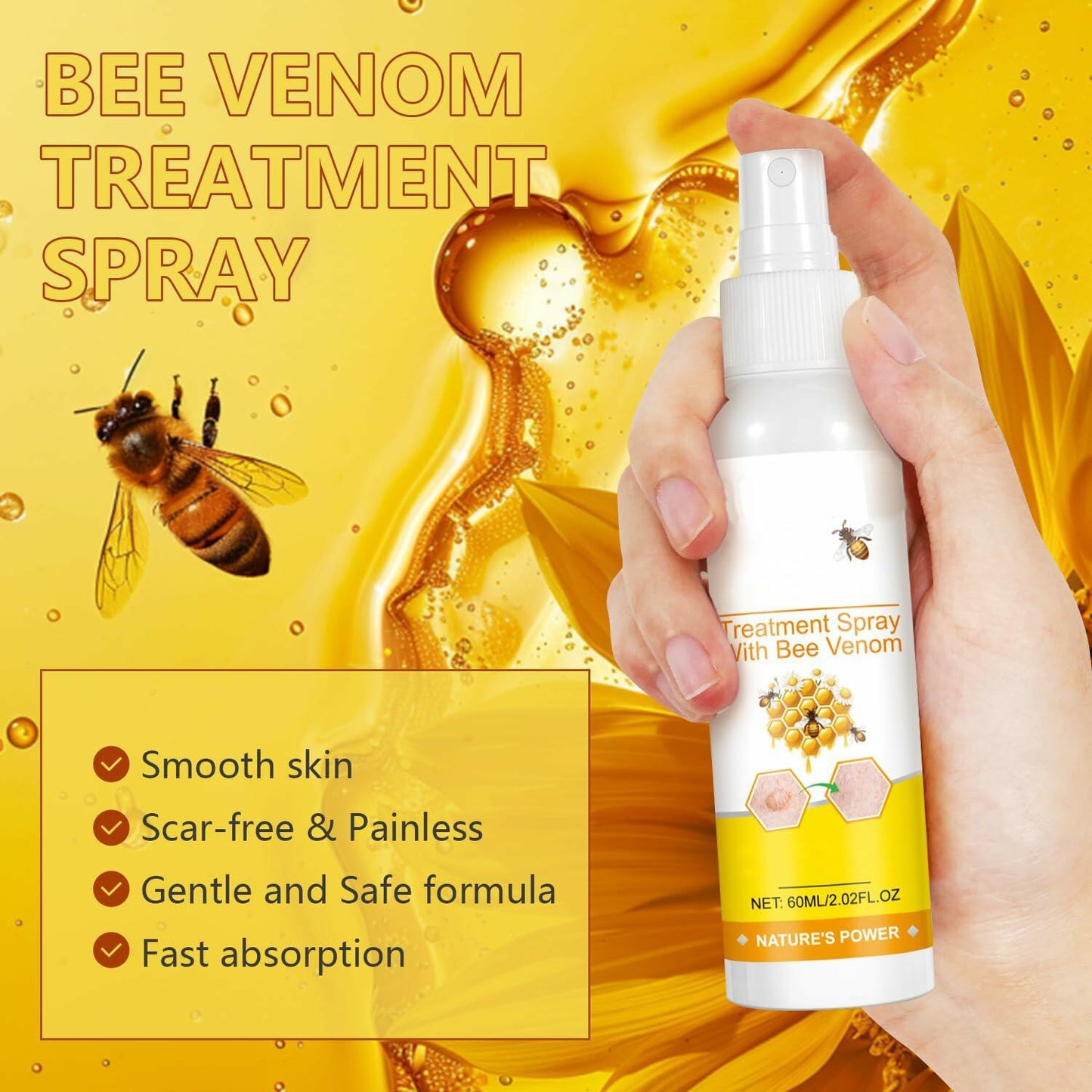 Plresen Bee Venom Skin Treatment Spray Hydrating Moisturizing 2.02oz 2PCS