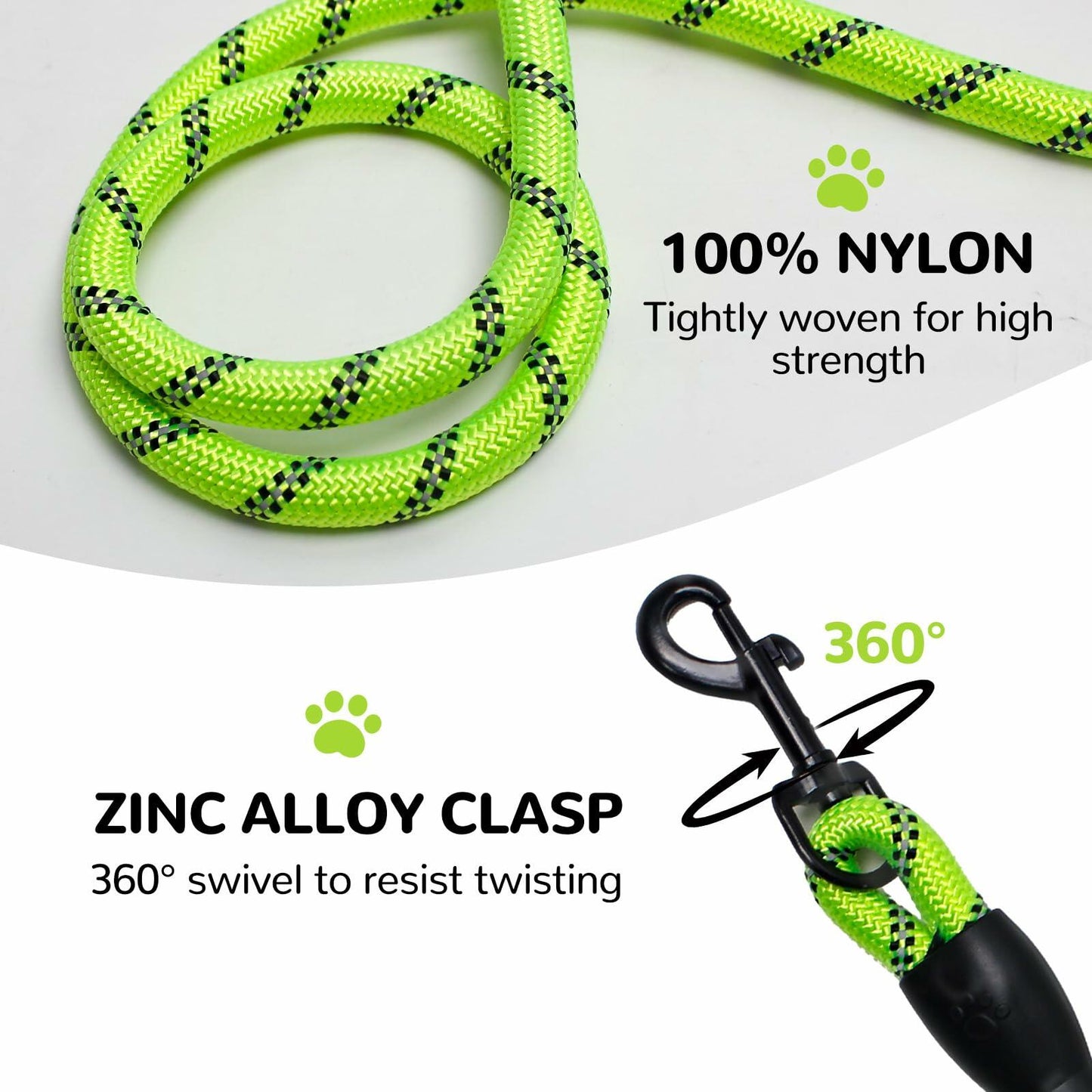 YALAVA Dog Leash 4FT Heavy Duty Reflective Nylon Rope Blue Padded Handle