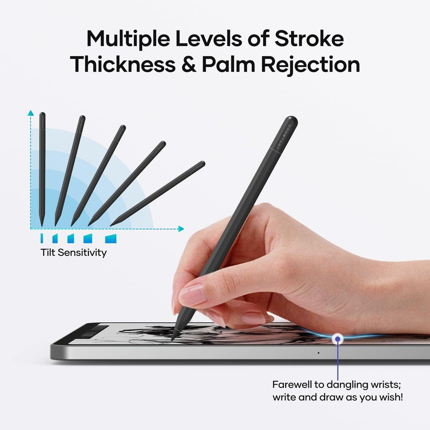 COOSTART Stylus Pen for iPad 9th&10th Gen, 5 Min Fast Charge, Black