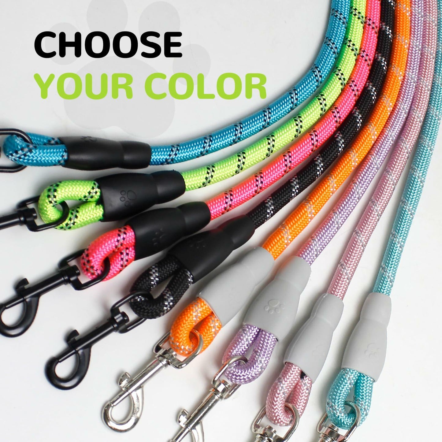 YALAVA Dog Leash 4FT Heavy Duty Reflective Nylon Rope Blue Padded Handle