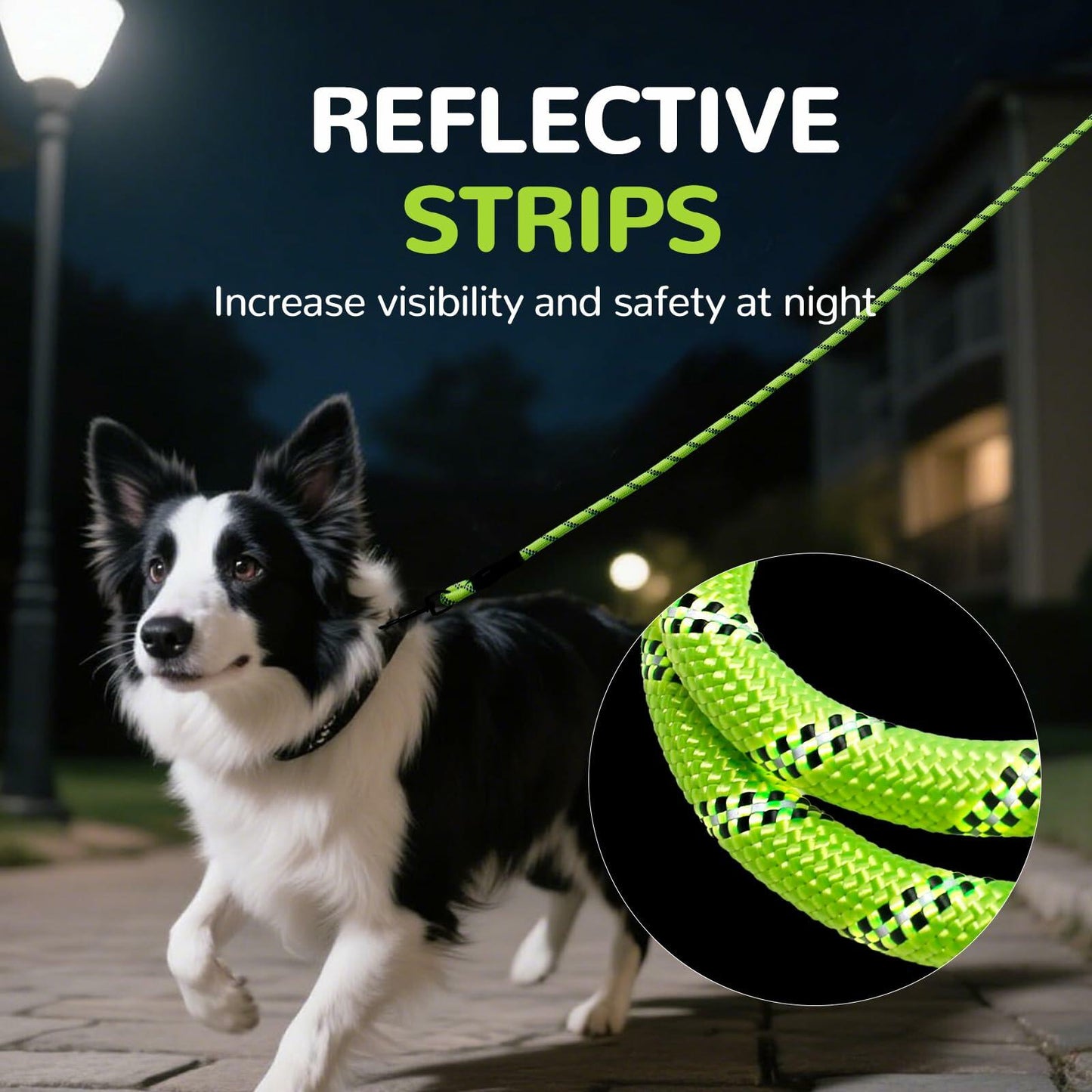 YALAVA Dog Leash 4FT Heavy Duty Reflective Nylon Rope Blue Padded Handle