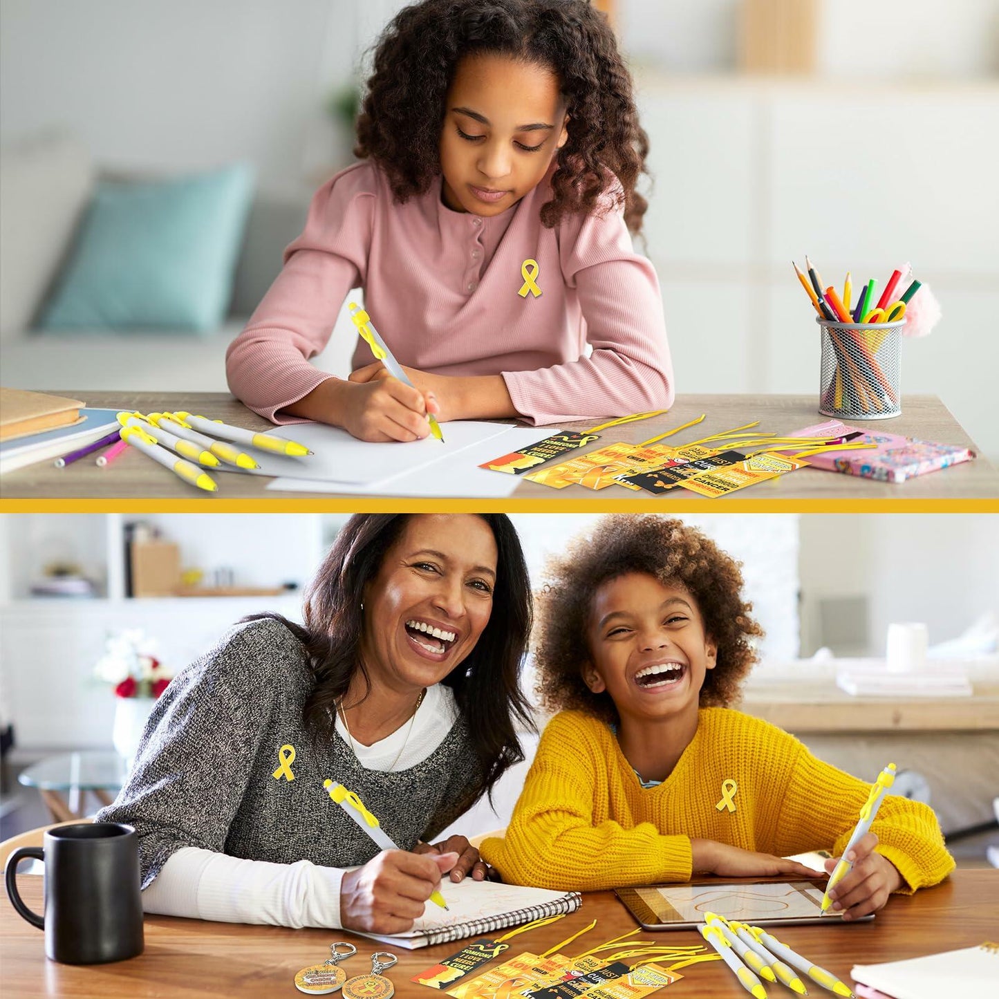 Yaomiao 180 Pcs Gold Ribbon Awareness Gift Set Childhood Cancer Support