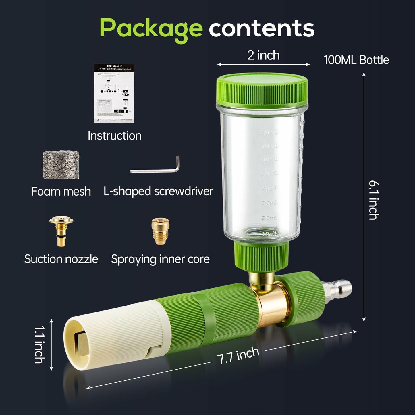 REALYOU Foam Cannon Pro Pressure Washer 1/4" Quick Connector Green