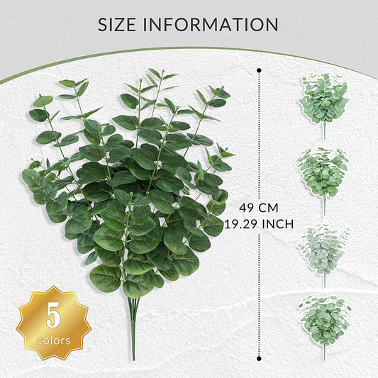 FOREST PRINCE Artificial Eucalyptus Stems 25" Ash Colored 2 PCS Silk Decor