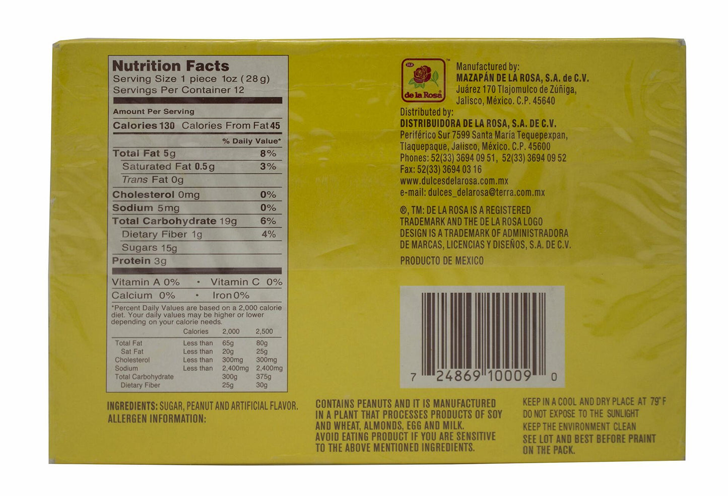 De La Rosa Mazapan 12 pcs + 2 Chocolate Pockets Mexican Candy BB.13/2025