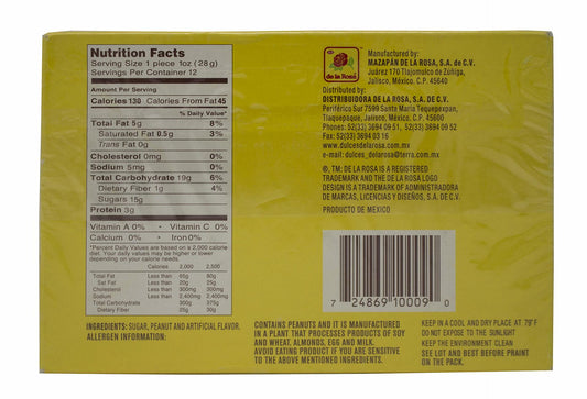 De La Rosa Mazapan 12 pcs + 2 Chocolate Pockets Mexican Candy BB.13/2025