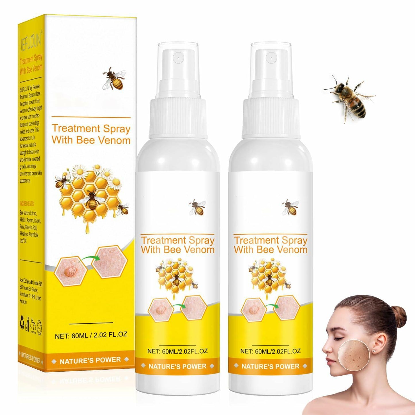 Plresen Bee Venom Skin Treatment Spray Hydrating Moisturizing 2.02oz 2PCS