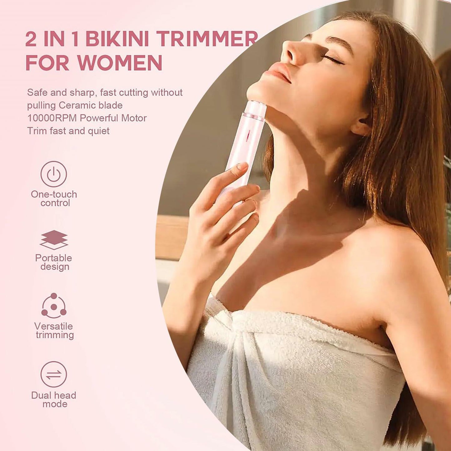 gonwain Bikini Shaver 2-in-1 Electric Dual Head Trimmer Purple