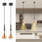 Hinio Modern Adjustable Pendant Lights Kitchen Island Gold Black 2-Pack