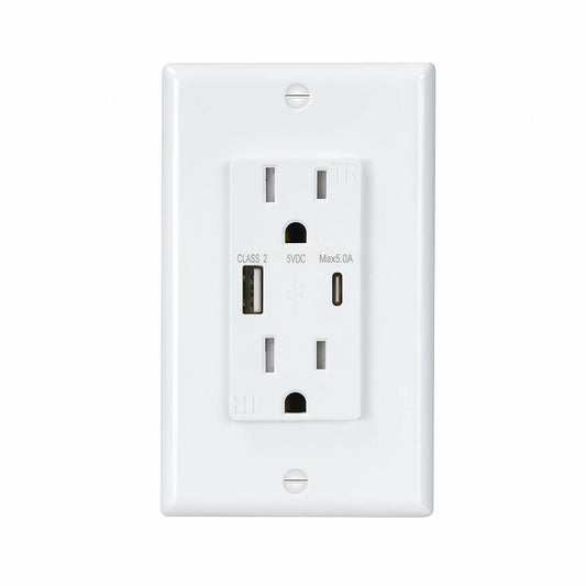 HANIVERSE Wall Outlet 15A Smart USB A+C Ports Tamper-Resistant White