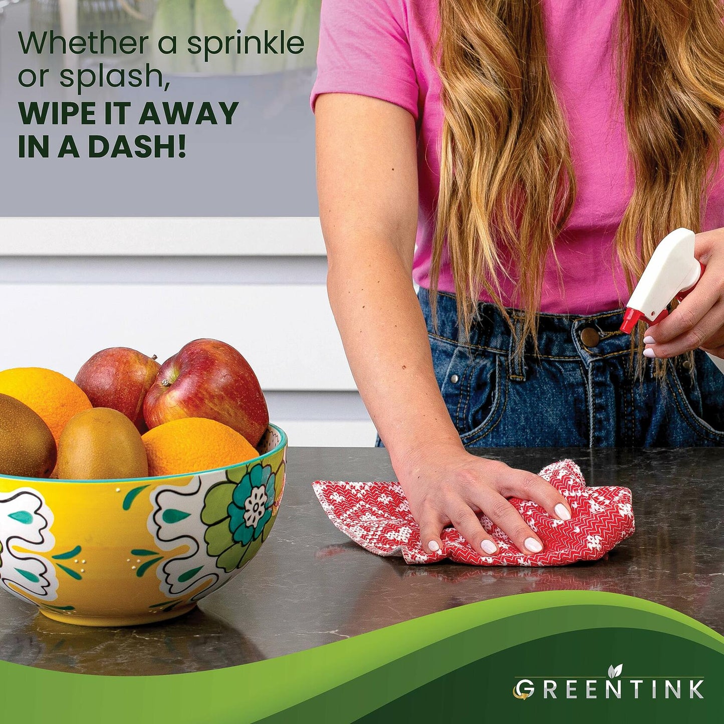 GREENTINK Eco-Friendly Reusable Dish Cloth Set 24-Pk 12x12in Multipurpose