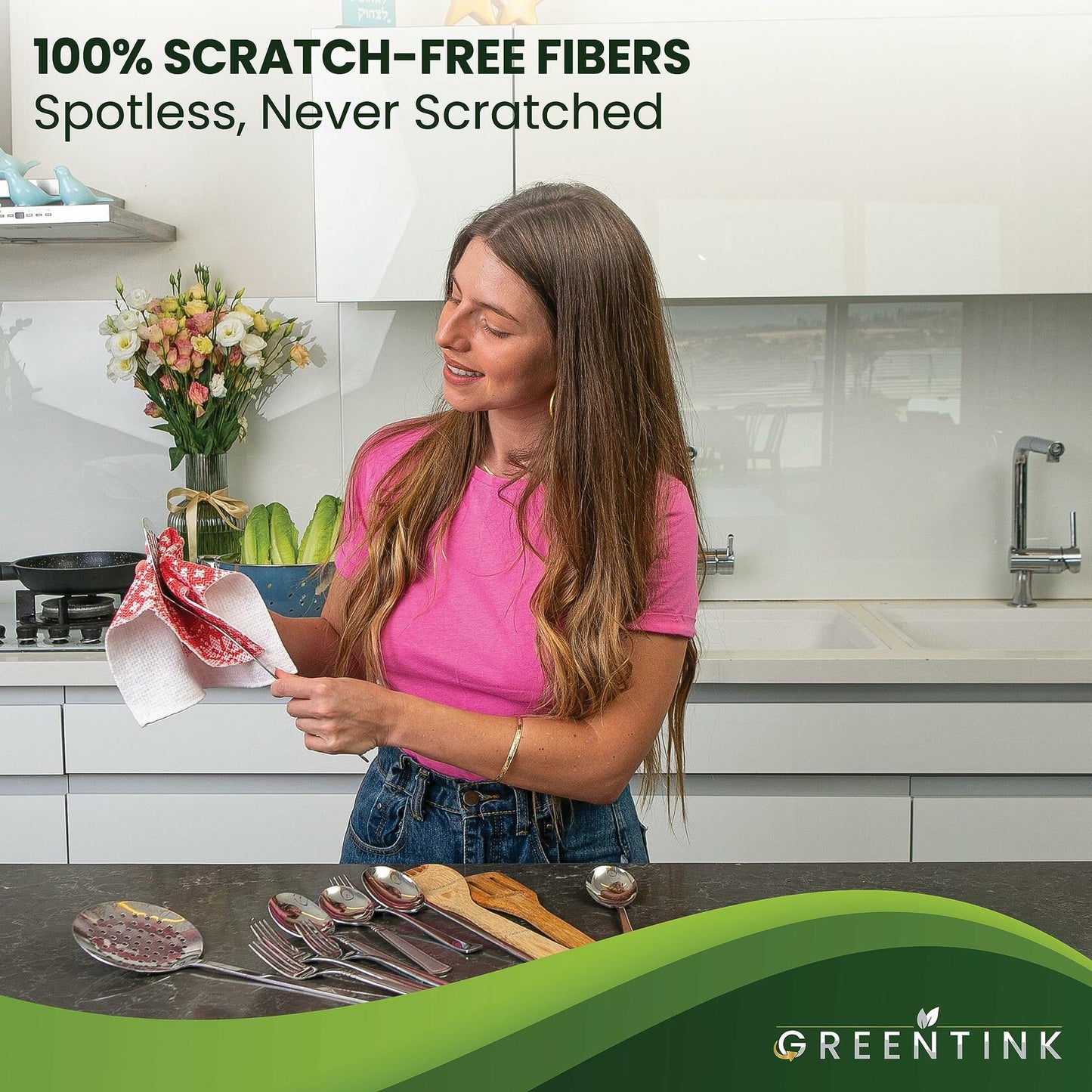 GREENTINK Eco-Friendly Reusable Dish Cloth Set 24-Pk 12x12in Multipurpose