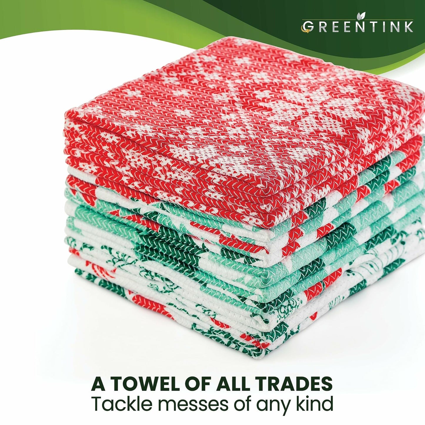 GREENTINK Eco-Friendly Reusable Dish Cloth Set 24-Pk 12x12in Multipurpose