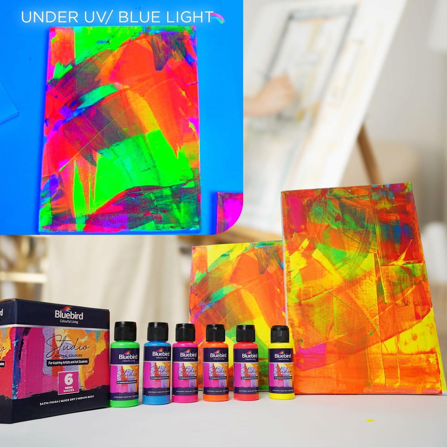 BLUEBIRD Studio Pearlescent Acrylic Paints 6-Pack 0.85oz Each