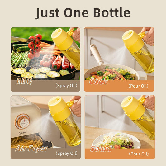MDZF SWEET HOME Oil Sprayer 18.6oz 2-in-1 Olive Oil Dispenser Bottle Yellow