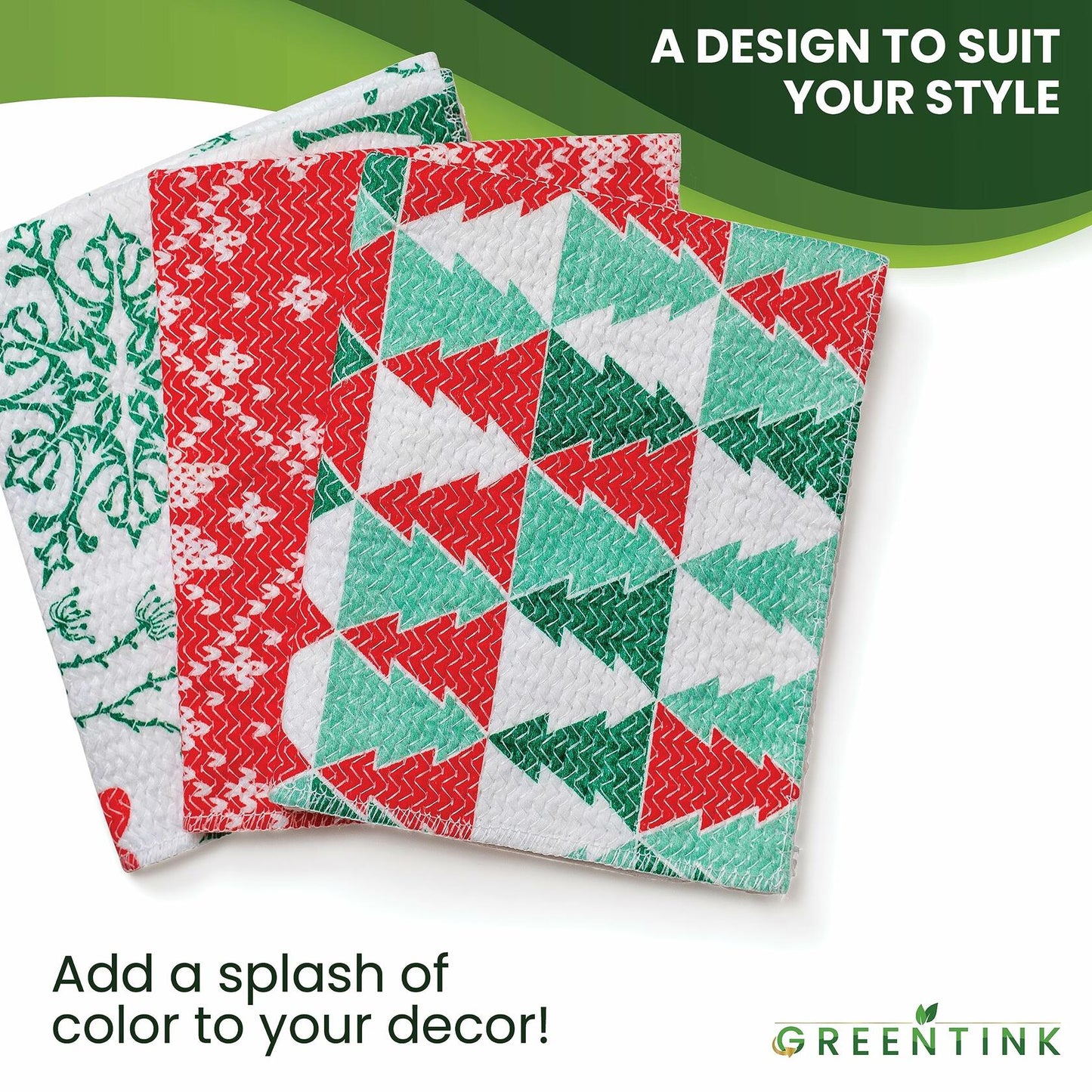 GREENTINK Eco-Friendly Reusable Dish Cloth Set 24-Pk 12x12in Multipurpose