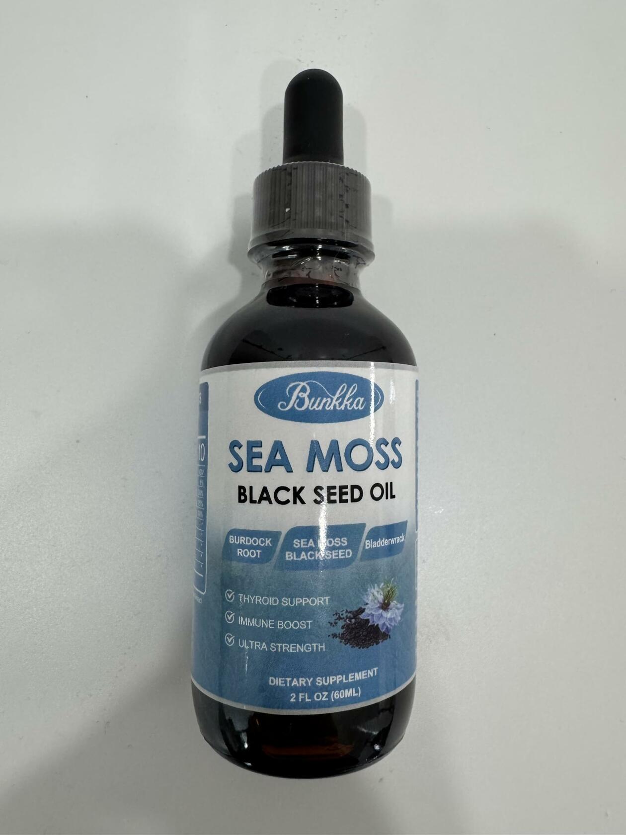 Bunkka Sea Moss Black Seed Oil Drops with Burdock Root & Vitamins 2 Pack 03/2026