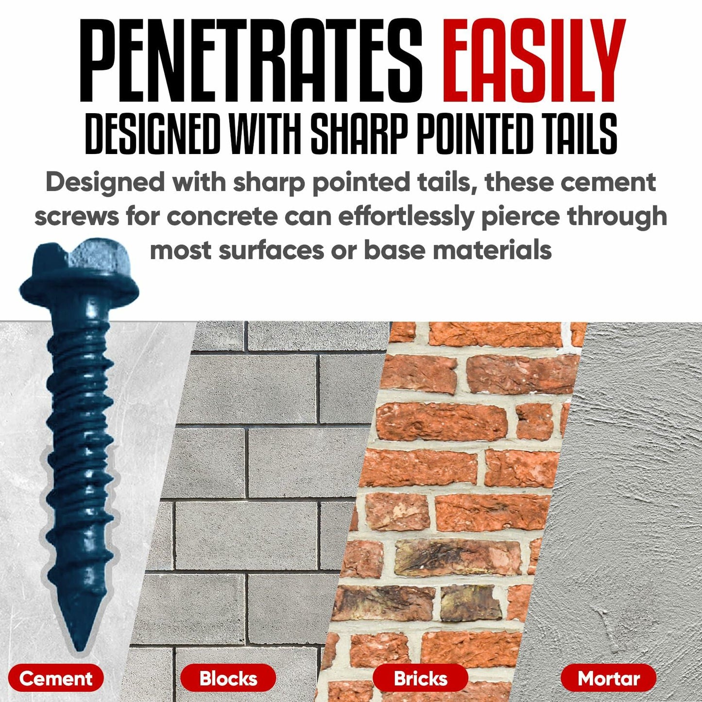 Grrrgooo 3/16x1-1/4" Slotted Hex Washer Concrete Screws Steel 100 Count