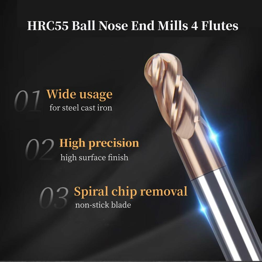 LAHDYFHOE 3pcs 1/2" Carbide Square Nose End Mill 4 Flutes TISIN Coated