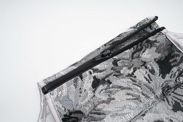 Moonight Floral Lace Up Overbust Corset Vest Renaissance Grey Size S