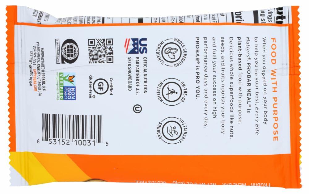 Probar Meal Bar Peanut Butter Box of 12 2.64 lbs Organic Snack