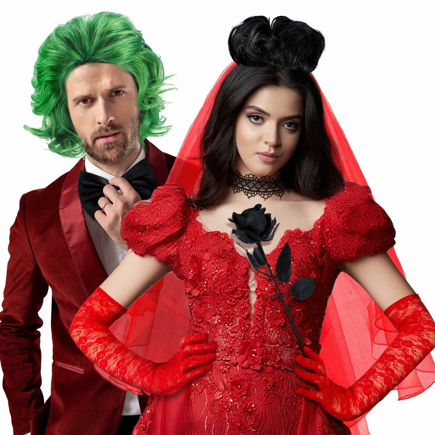 Mepase Halloween Bride Costume Accessories 8 Pcs Red Green Black One Size