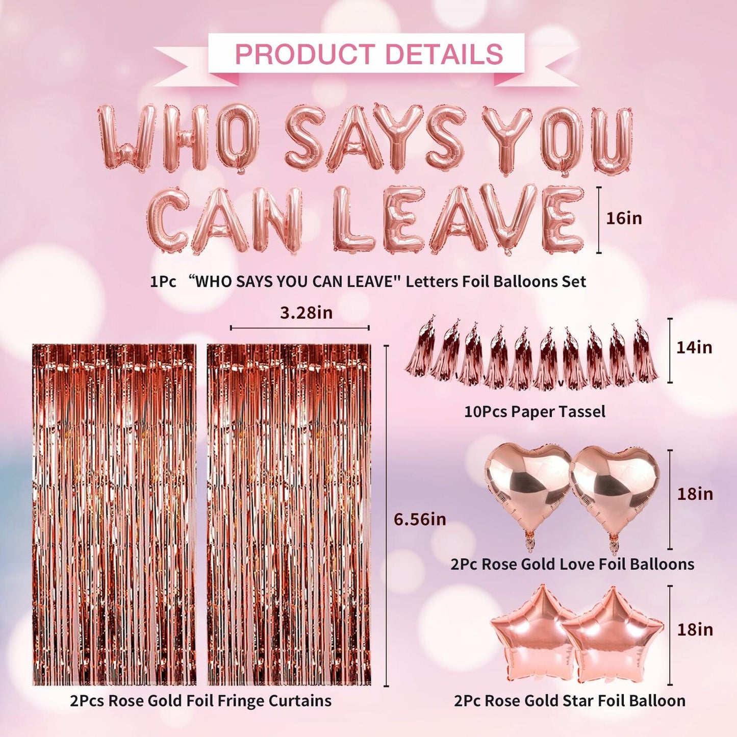 PARLONTY Farewell Party Decorations Balloon Banner Rose Gold Star Rubber