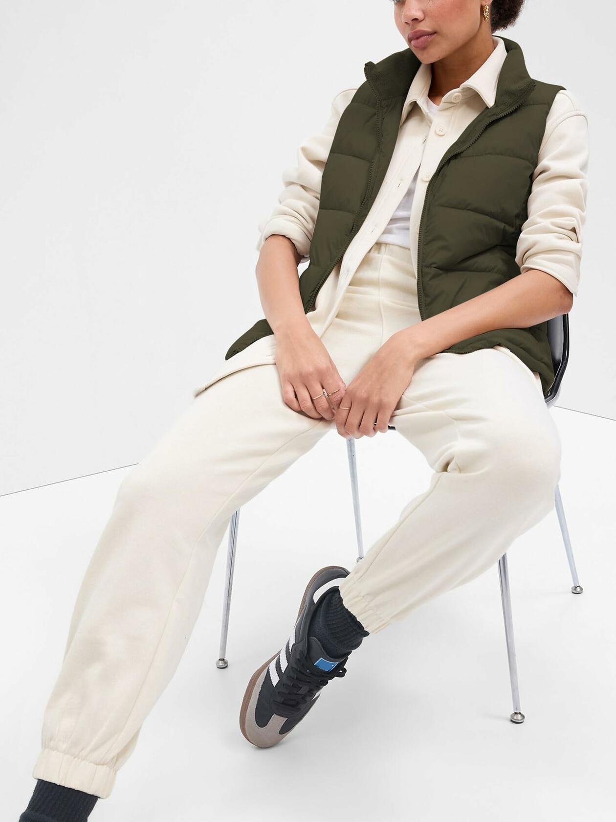 Mlgaril Women Winter Crop Army Green Puffer Vest Lightweight Warm Size S