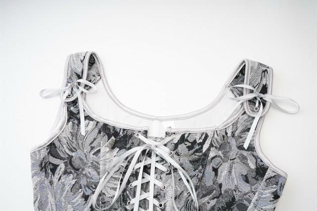 Moonight Floral Lace Up Overbust Corset Vest Renaissance Grey Size S