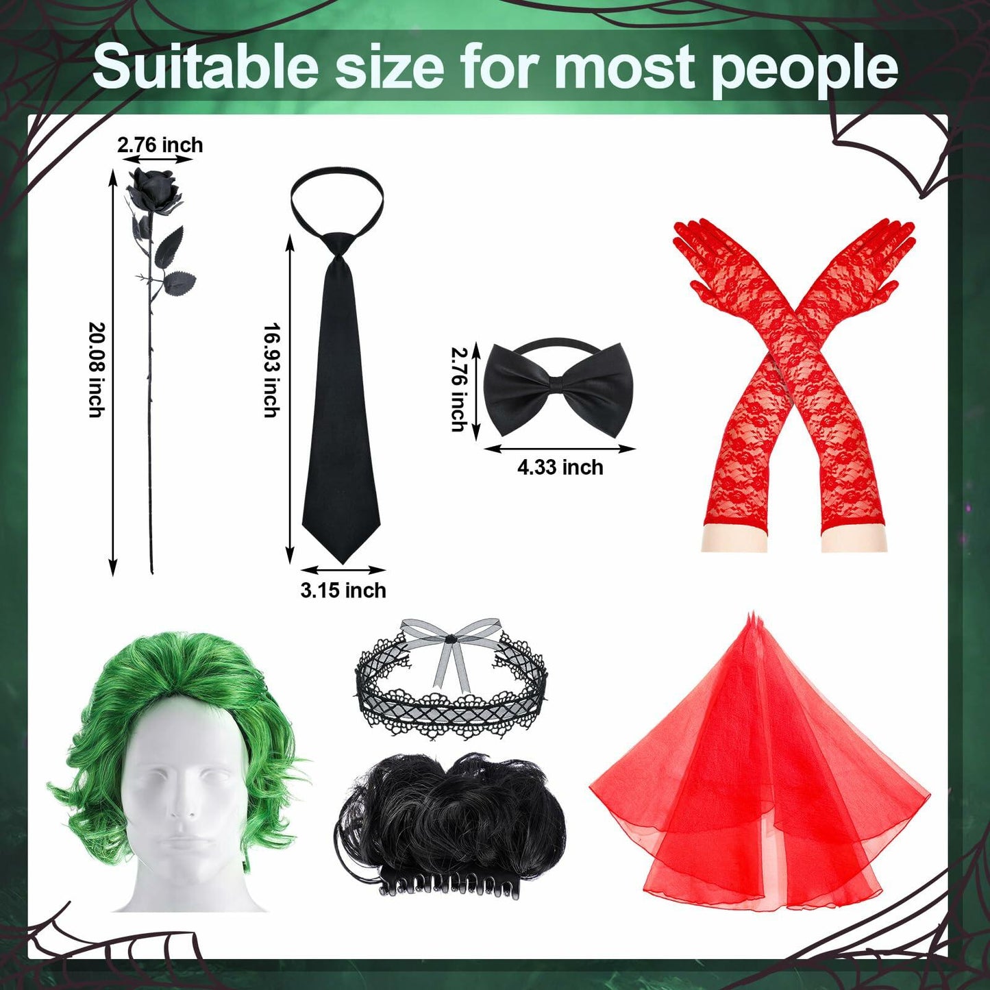 Mepase Halloween Bride Costume Accessories 8 Pcs Red Green Black One Size