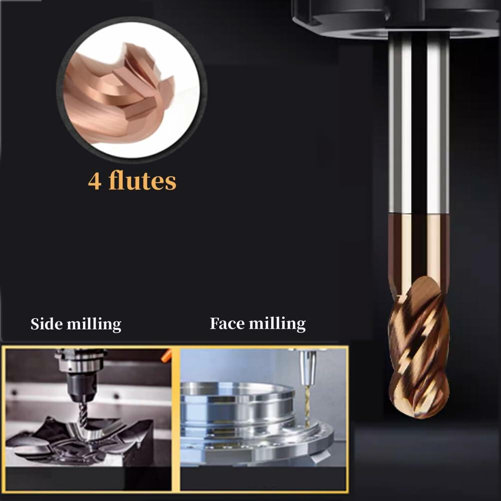 LAHDYFHOE 3pcs 1/2" Carbide Square Nose End Mill 4 Flutes TISIN Coated