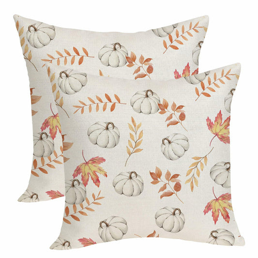OFIRD Fall Decor Pillow Covers 20x20 White Pumpkin Maple Leaves Pack of 2