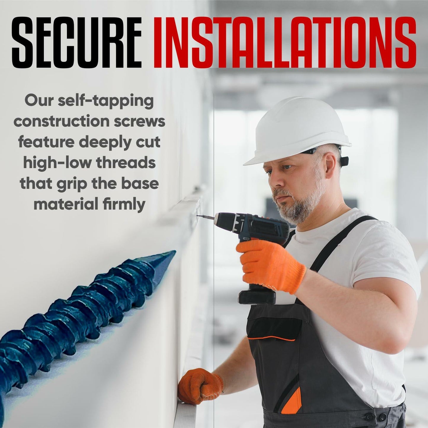 Grrrgooo 3/16x1-1/4" Slotted Hex Washer Concrete Screws Steel 100 Count