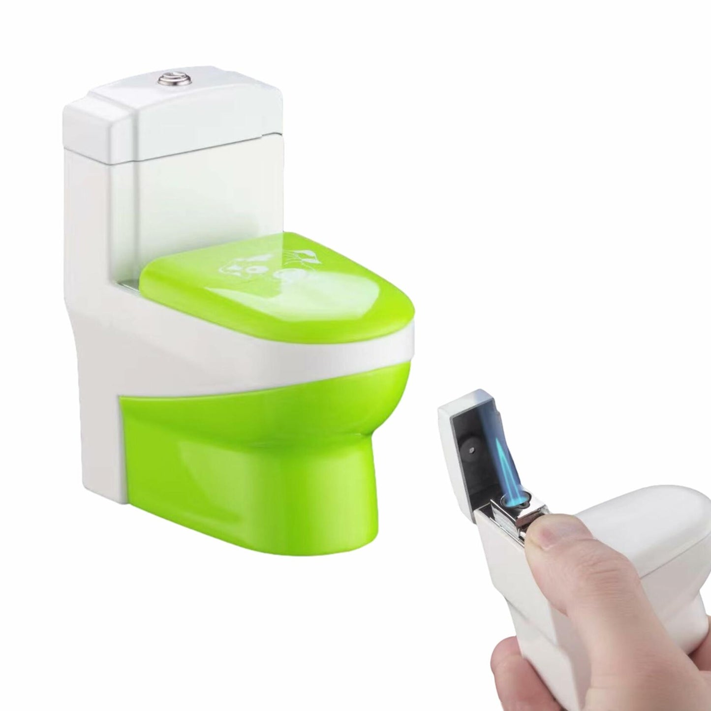 DAKOELWP Toilet-Shaped Butane Jet Torch Lighter Green Windproof Camping