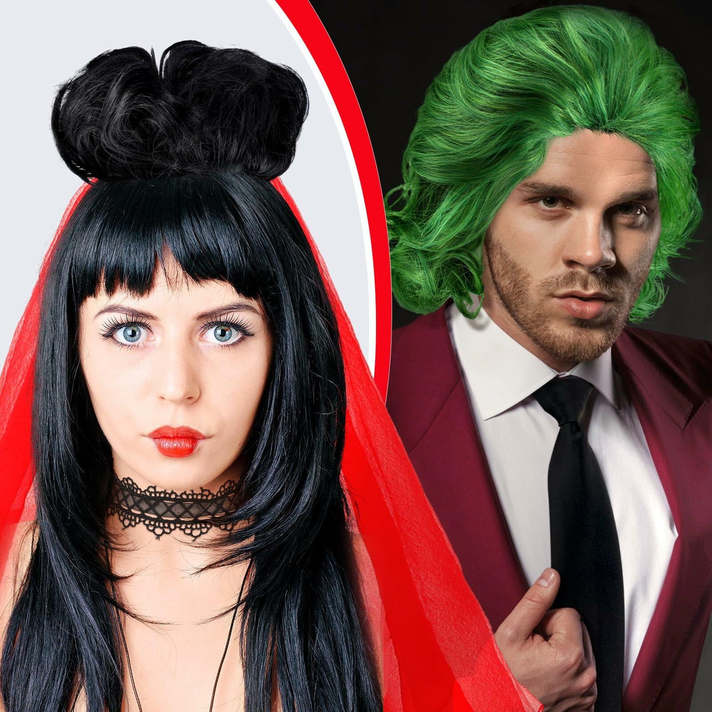 Mepase Halloween Bride Costume Accessories 8 Pcs Red Green Black One Size