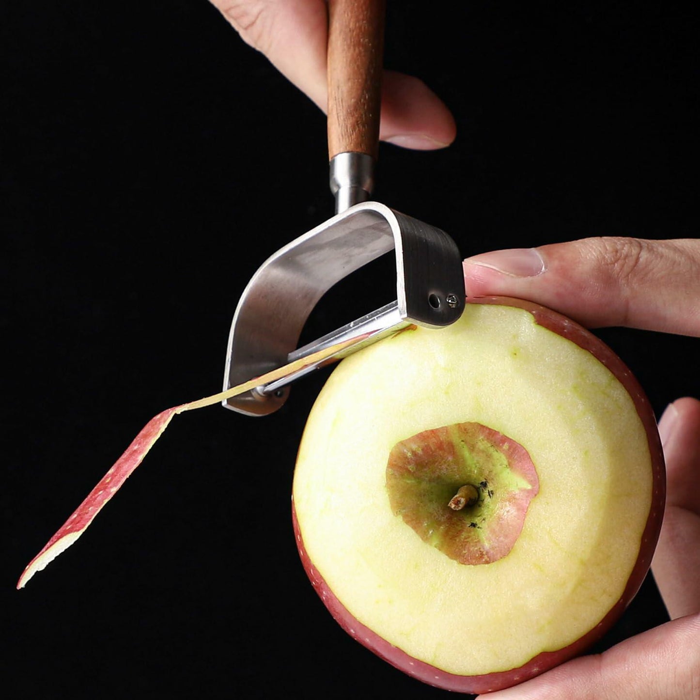 SmileBear Potato Peelers Walnut Wood Handle Stainless Steel Y & I Shaped Set 2