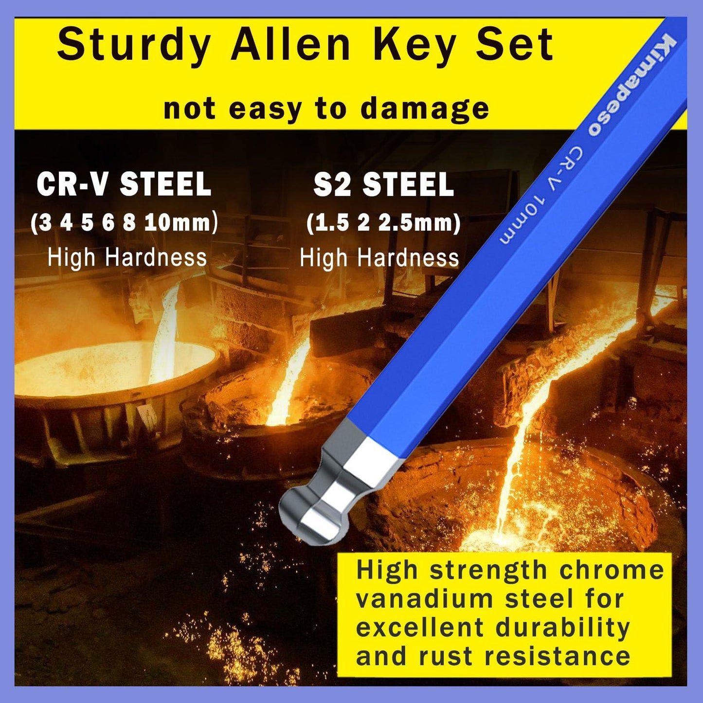 Kimapeso 18PCS Allen Hex & Torx Key Set 1.5-10mm T10-T50 Color Marked Chrome