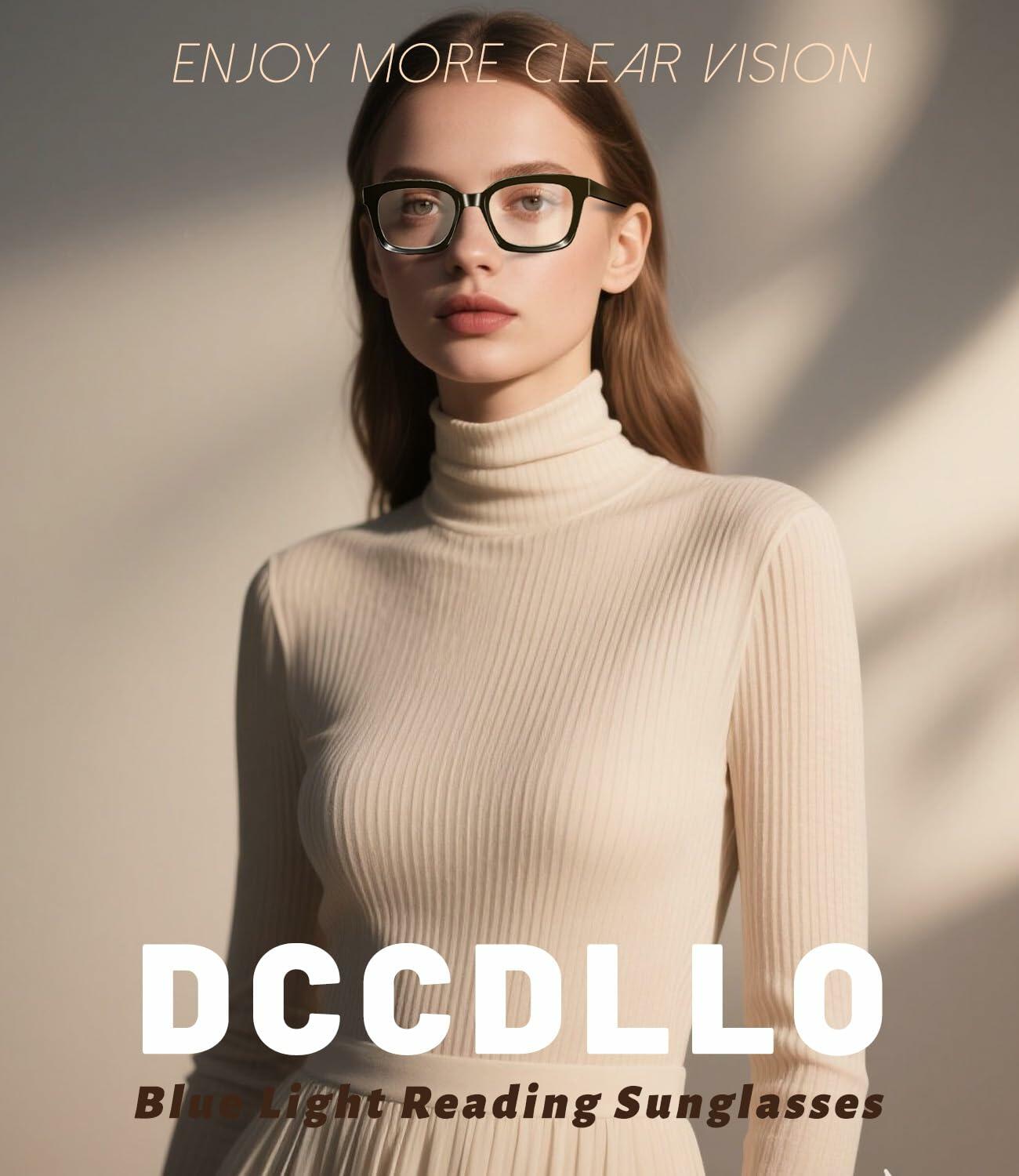 Dccdllo Women's Blue Light Blocking Oversized Square Reading Glasses +3.5