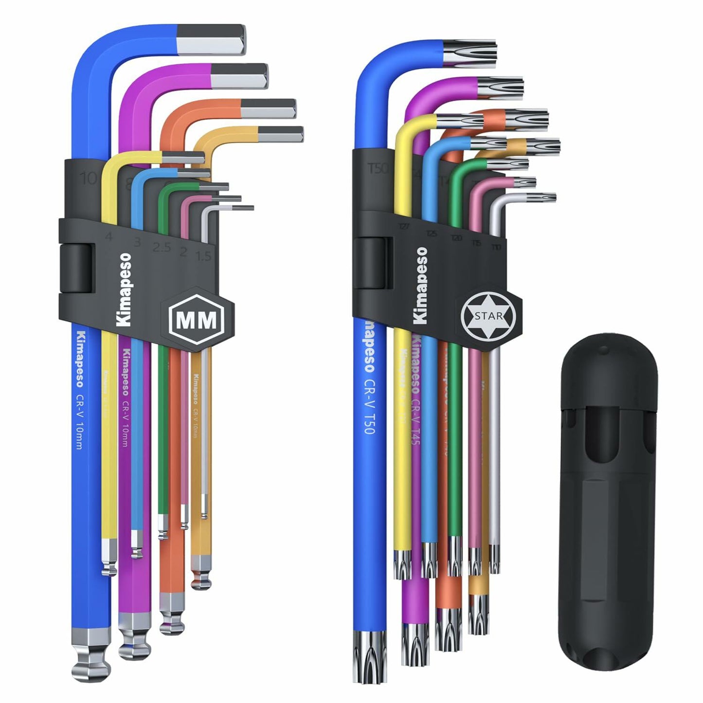 Kimapeso 18PCS Allen Hex & Torx Key Set 1.5-10mm T10-T50 Color Marked Chrome