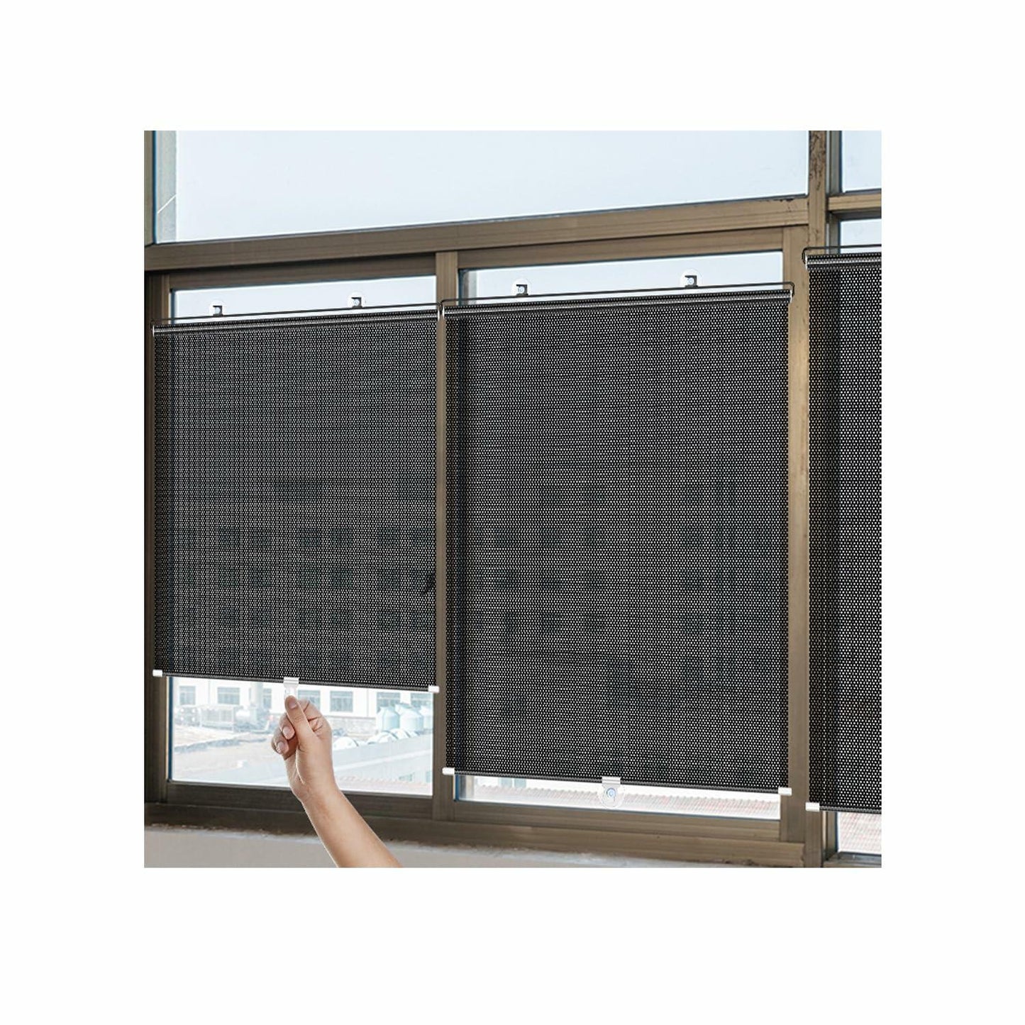 AionneWie Retractable Blackout Roller Blinds with Suction Cups 16x49in