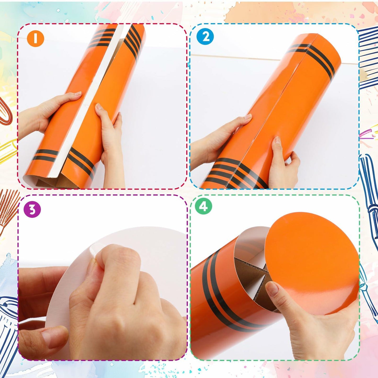 WinnerWhy Jumbo 17in Neon Cardboard Crayons 6 Pcs Rainbow Colors