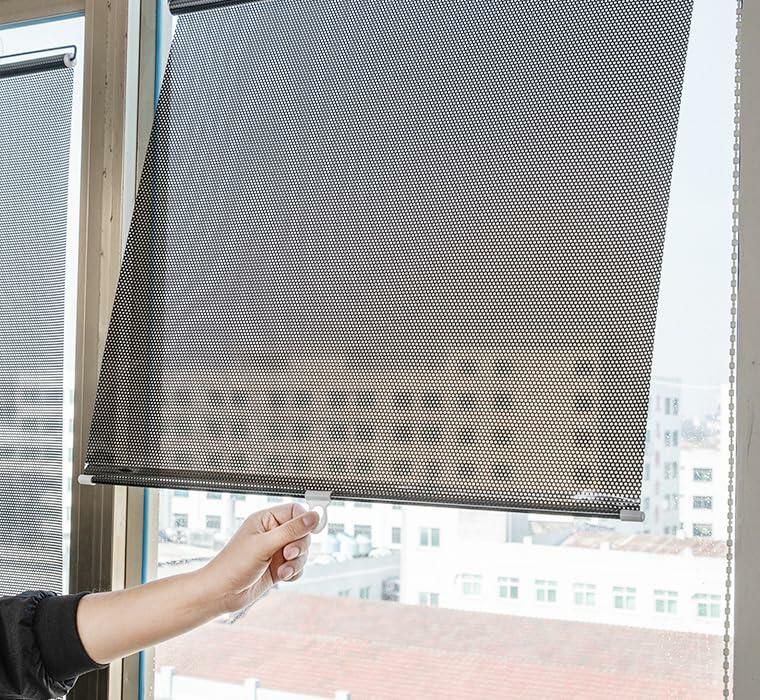 AionneWie Retractable Blackout Roller Blinds with Suction Cups 16x49in