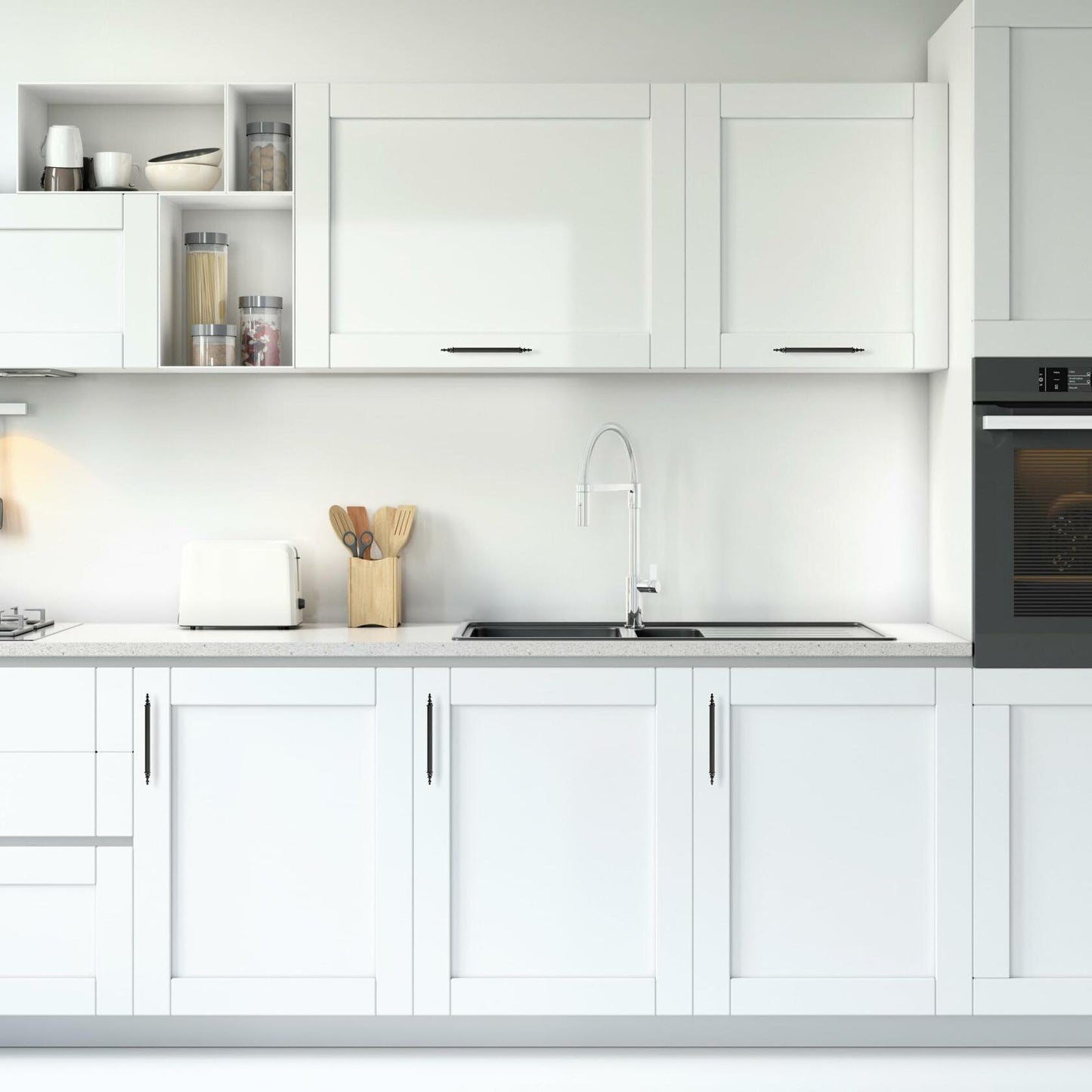 NOKESS 30 Pack 7.9" Matte Black Cabinet Pulls 5" Hole Center Kitchen