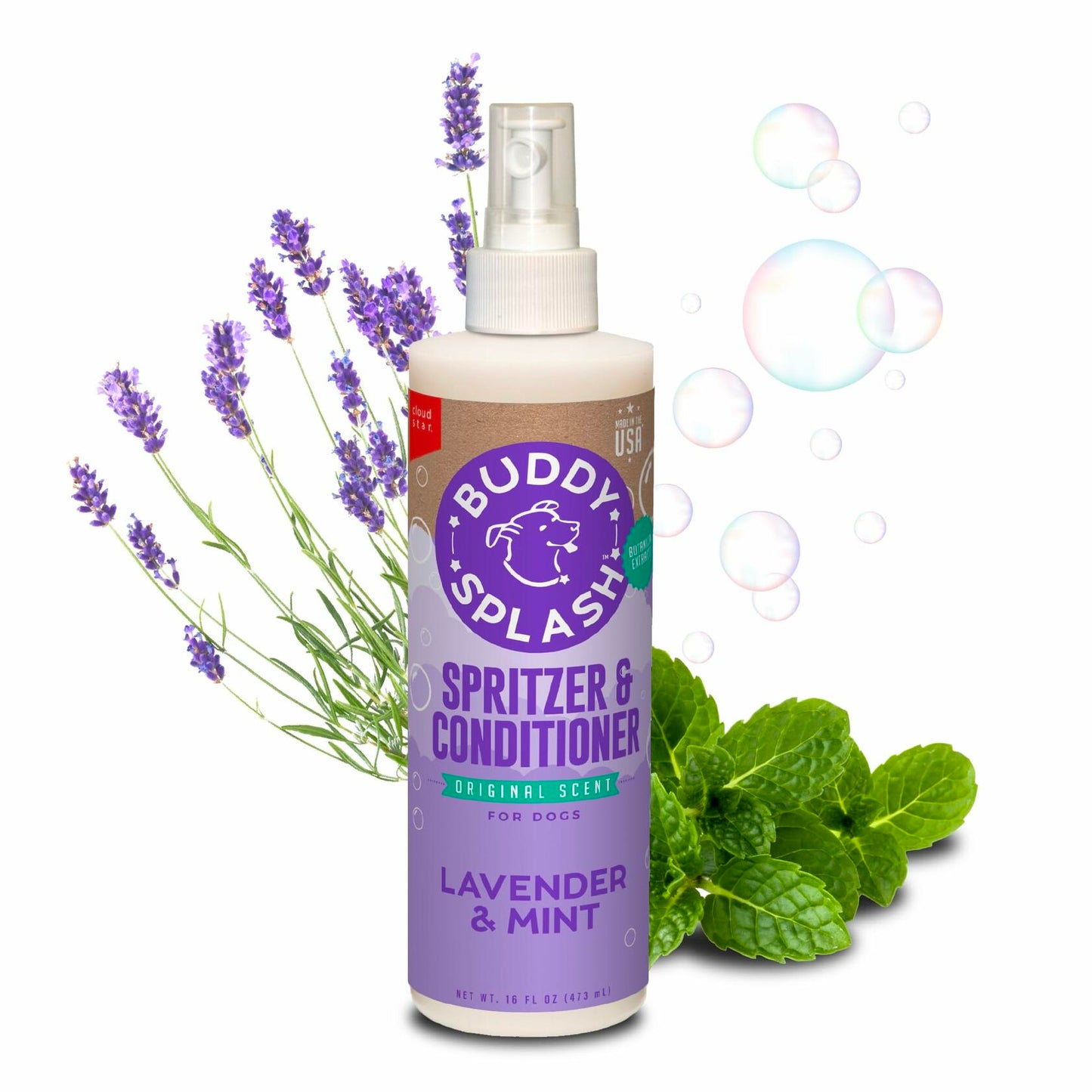 Buddy Splash Spritzer & Conditioner Dog Grooming Lavender Mint 16oz