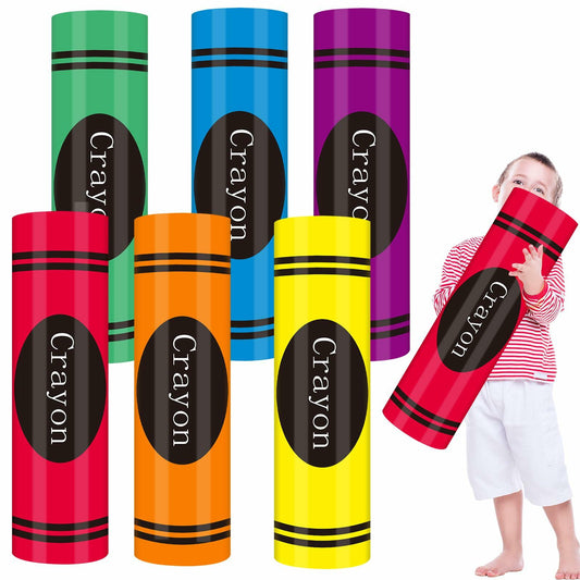 WinnerWhy Jumbo 17in Neon Cardboard Crayons 6 Pcs Rainbow Colors