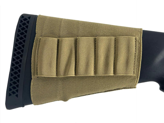 Krevis Shotgun Elastic Buttstock Ammo Sleeve Tan Elastic Polyester