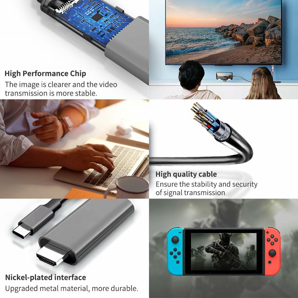 C.CURTING Switch Dock for N/S OLED 4K HDMI USB 3.0 Type C PD Charge Gray 2M